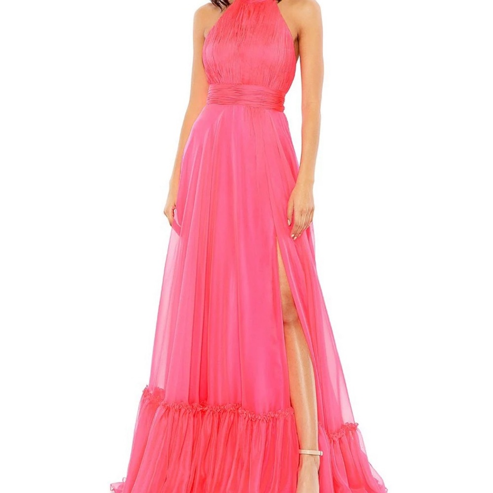 Mac Duggal Vibrant Pink Halter Dress